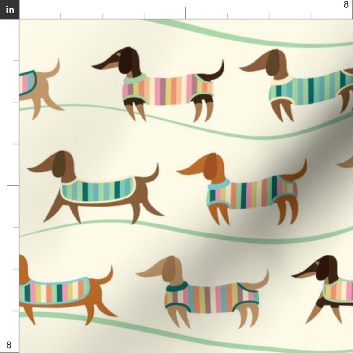 Dachshunds in Sweaters Fabric Wiener Dogs on Parade by Etsy