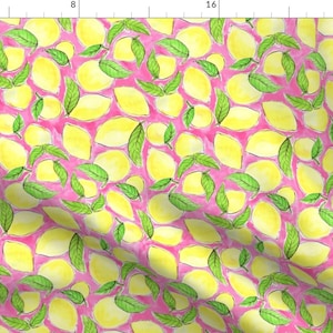 Summer Lemons Fabric - Pink Lemonade By Kikipetiford - Watercolor Summer Lemon Cotton Fabric By The Yard With Spoonflower