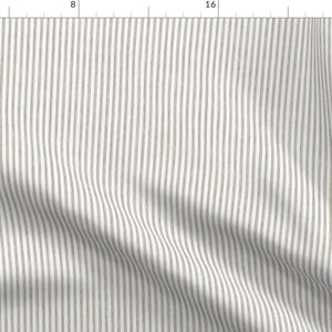 Linen Stripes Fabric - French Stripes  by kristopher_k_design - French Ticking White Beige Shabby Chic Fabric by the Yard by Spoonflower