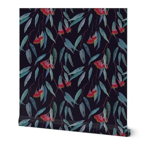 Eucalyptus Wallpaper Eucalyptus Leaves and Flowers by Lavish - Etsy