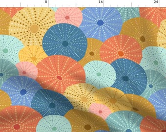 Sea Urchin Coral Illustration Fabric - Colorful Sea Urchins By Latheandquill - Sea Urchin Cotton Fabric By The Yard With Spoonflower