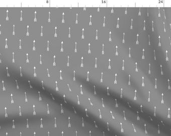Gray Arrows Fabric - Arrows – White On Steel Gray Simple Arrow Tribal Pattern Gingerlous By Gingerlous - Arrows Fabric With Spoonflower