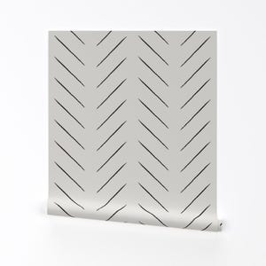 Herringbone Wallpaper - Skinny Tribal Chevron By Booboo Collective - Boho Simple White Removable Self Adhesive Wallpaper Roll by Spoonflower