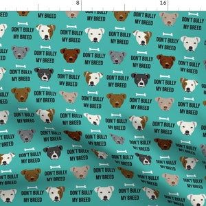 Staffordshire Terrier Fabric - Staffordshire Terrier Staffy Bully Dog Breed Teal By Petfriendly - Cotton Fabric By The Yard With Spoonflower