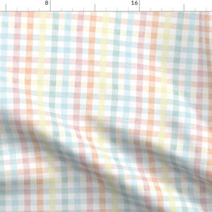 Spring Plaid Fabric - Easter Plaid Pastel Gingham Check By Littlearrowdesign - Light Colorful Cotton Fabric by the Yard with Spoonflower