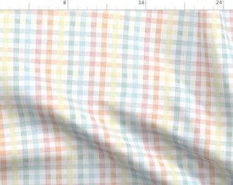 Spring Plaid Fabric - Easter Plaid Pastel Gingham Check By Littlearrowdesign - Light Colorful Cotton Fabric by the Yard with Spoonflower