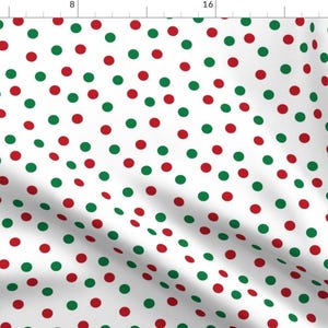 Holiday Polka Dots Fabric - Christmas Dots by andrea_lauren - Red Green White Background Spotted Festive  Fabric by the Yard by Spoonflower