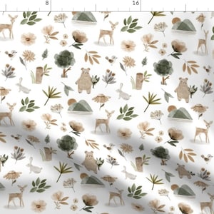 Whimsical Woodland Fabric - Woodland Springs By Hipkiddesigns - Gender Neutral Baby Watercolor Cotton Fabric By The Yard With Spoonflower