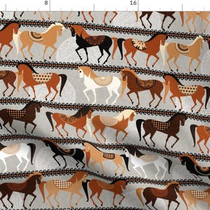 Horses Fabric - Children Of Poseidon By Spellstone - Horse Equestrian Pony Cotton Fabric By The Yard With Spoonflower