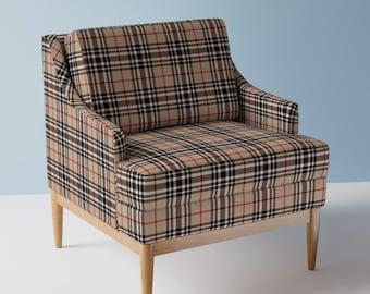 Klassischer Beige karierter Polsterstoff - Southdown Tartan von welavingmajor - Beige karierter Schottenkaro Stoff mit Löffelblume