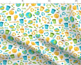 Earth Day Fabric - Earth Day By Bags29 -Earth Day Small Scale Trashcan Earth Recycle Eco Friendly Cotton Fabric By The Yard With Spoonflower