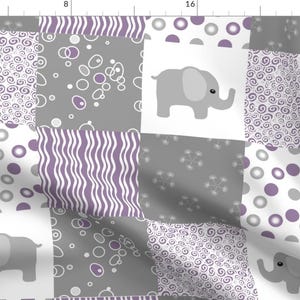 Purple And Gray Elephant Quilt Fabric - Purple Elephant Quilt By Bodabe - Purple And Gray Cotton Fabric By The Yard With Spoonflower