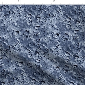 Blue Moon Fabric - Endless Blue Moon By Thinlinetextiles - Blue Moon Crater Space Lunar Astronomy Cotton Fabric By The Yard With Spoonflower