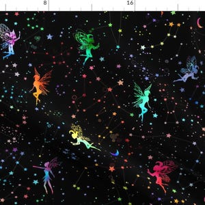 Watercolor Space Fairies Fabric - Watercolor Space Fairies By Emmaallardsmith - Constellations Cotton Fabric By The Yard With Spoonflower