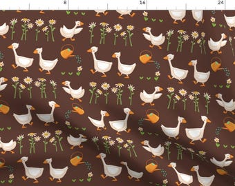 Farm Animal Fabric - Goose Farm By Martamunte - Goose and Garden Country Cottage Cotton Fabric By The Yard With Spoonflower