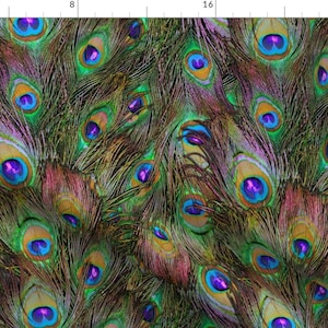Peacock Feathers Fabric - Peacock Feathers Invasion - Stripes By Bonnie Phantasm - Peacock Cotton Fabric By The Yard With Spoonflower