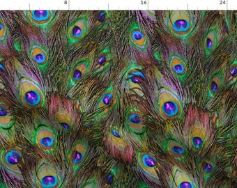 Peacock Feathers Fabric - Peacock Feathers Invasion - Stripes By Bonnie Phantasm - Peacock Cotton Fabric By The Yard With Spoonflower