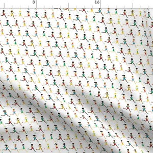Sports Fabric - Running Around The World (tiny) by mariao -  Games Leisure Running Fitness Athletics Fabric by the Yard by Spoonflower
