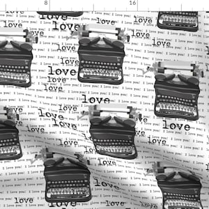 Love Fabric - I Love Your Type By Bzbdesigner - Love Letter Typewriter Cotton Fabric By The Yard With Spoonflower