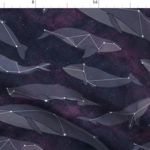Constellation Whales Fabric - Galaxy Whales By Wildnotions - Constellation Space Nursery Decor Cotton Fabric By The Yard With Spoonflower