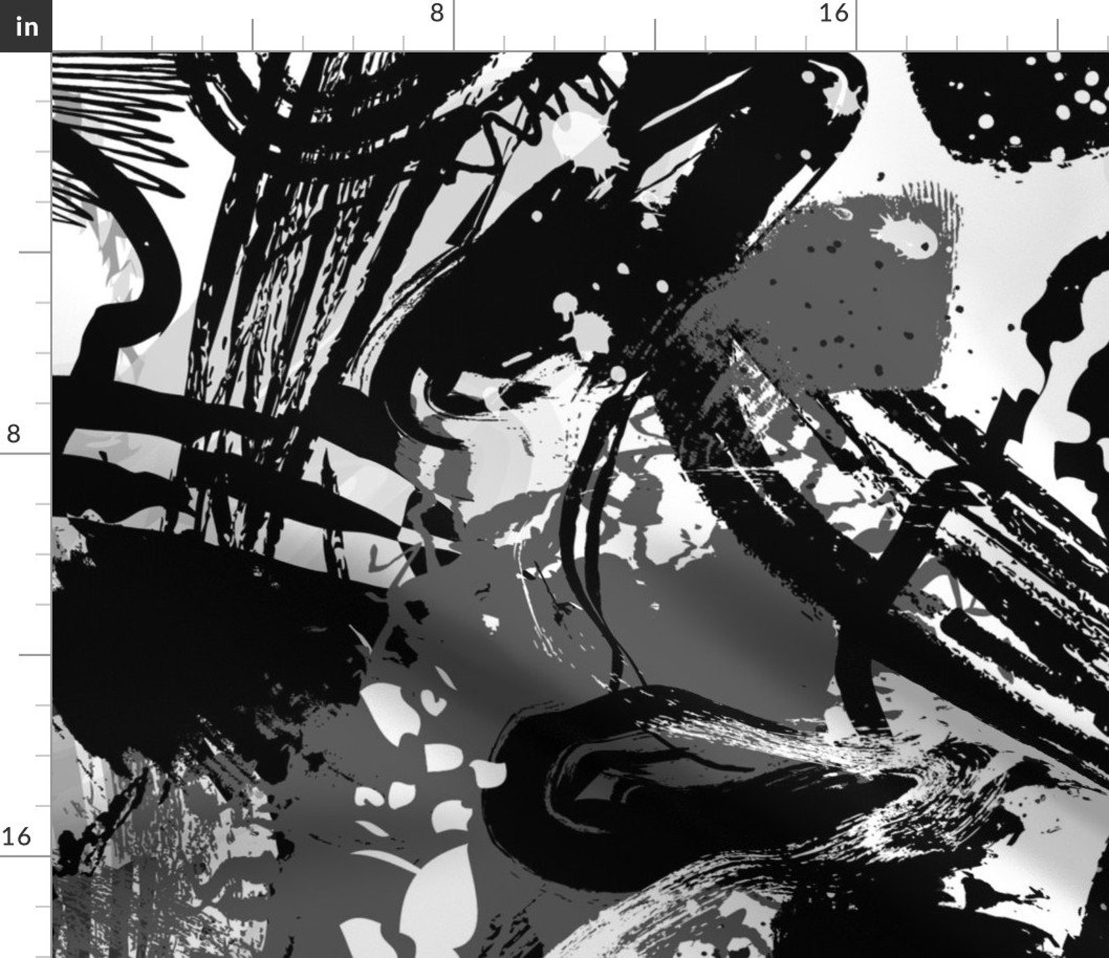 Abstract Paint Black Fabric Black White Abstract Painting Etsy