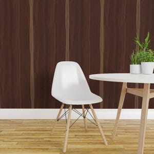 Wood Wallpaper - Walnut Wood Paneling By Eclectic House - Retro Brown Cabin Lodge Removable Self Adhesive Wallpaper Roll by Spoonflower