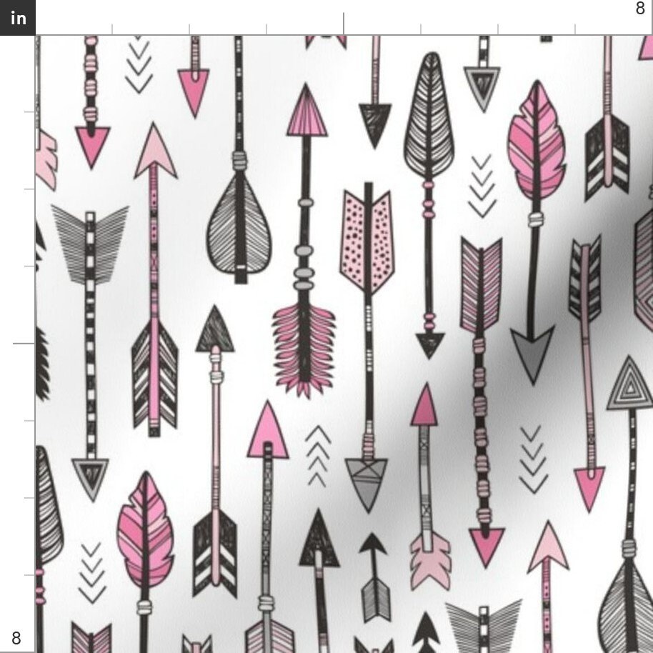 Tribal Arrow Fabric Arrows in Pink by Caja Design Hand - Etsy