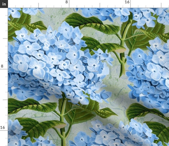 Hydrangea Fabric Hydrangea On Skeleton Leaves By Linsart Etsy