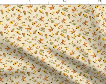 Lei Fabric - Hawaiiana 1b By Muhlenkott - Lei Tropical Paradise Hawaiiana Ukulele Pineapple Palm Cotton Fabric By The Yard With Spoonflower