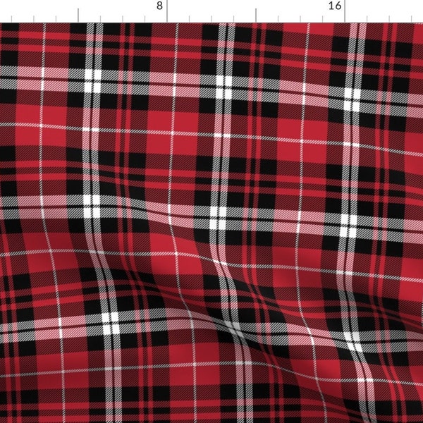 Plaid Fabric - Fall Plaid || Black Red And White By Littlearrowdesign - Plaid Red Black White Cotton Fabric By The Yard With Spoonflower