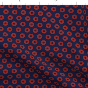 Fishman Fabric - Fishman Donut By Youenjoymygoods - Red Navy Geometric Retro Circles Modern Decor Cotton Fabric By The Yard With Spoonflower