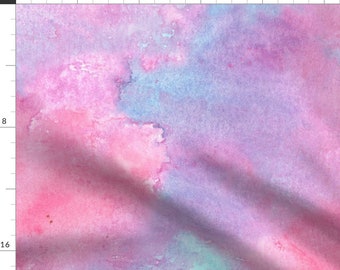 Pink And Purple Fabric - Watercolor Abstract by suzzincolour - Pastel Watercolor Abstract Pink And Blue Fabric by the Yard by Spoonflower