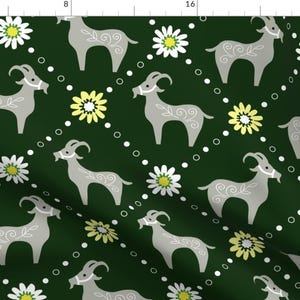 Goat + Daisy Fabric - Please Don&#39;T Eat The Daisies! By Mariafaithgarcia - Scandi Nursery Decor Cotton Fabric By The Yard With Spoonflower