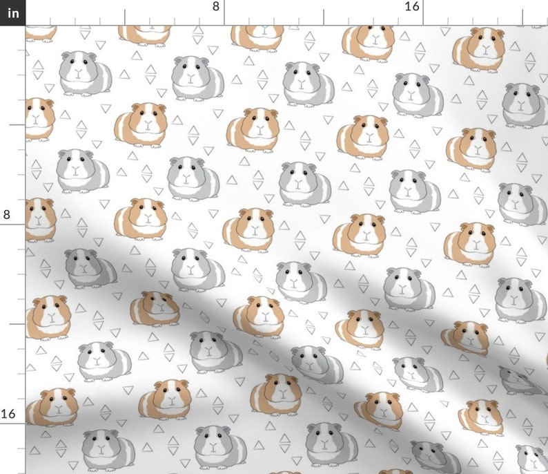 Guinea Pigs Fabric Guineapigswithtriangles on White by Etsy Australia