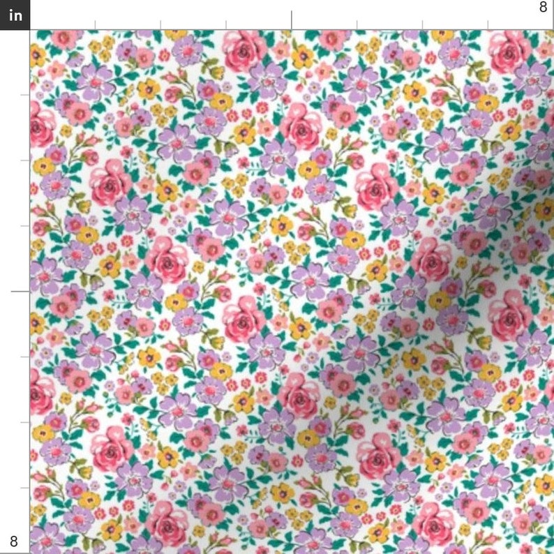 Ditsy Floral Fabric Ditsy Flowers Floral Fall Pink Purple Etsy