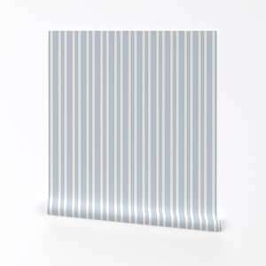 French Wallpaper - White And Versailles Fog By Peacoquettedesigns - Classic Blue White Removable Self Adhesive Wallpaper Roll by Spoonflower