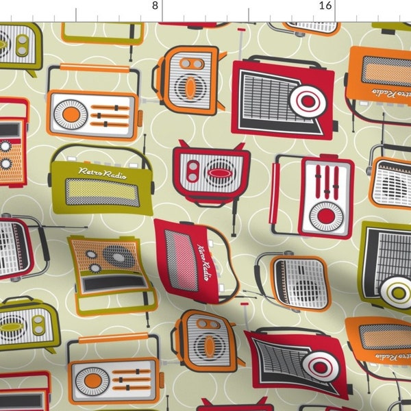 Vintage Radios Fabric - Retro Radio By Cjldesigns - Technology Tune Dial AM FM Radio Vintage Mod Cotton Fabric By The Yard With Spoonflower
