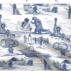 Apocalypse Fabric - Cold War Apocalypse By Elramsay - Apocalypse Monster Bomb Toile Vintage Funny Cotton Fabric By The Yard With Spoonflower