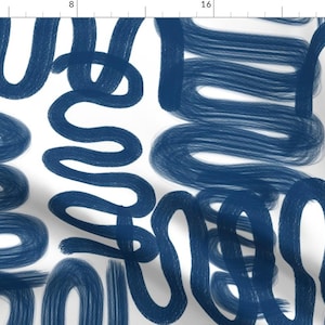 Modern Blue Graffiti Fabric - Graffiti Squiggle Blue by danika_herrick - Scribble Squiggle Abstract Fabric by the Yard by Spoonflower