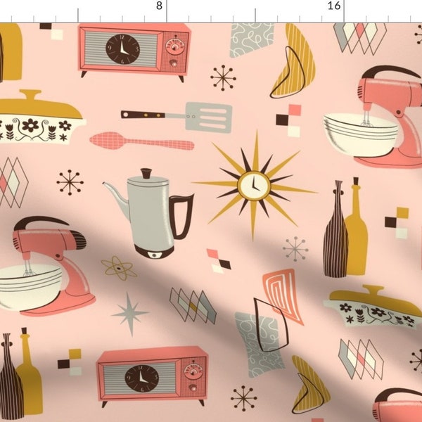 Mid Century Kitchen Fabric - Atomic Kitchen by ruby_ritz - Retro Kitchen 1950s Kitchen Mod Kitchen Fabric by the Yard by Spoonflower