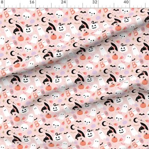 Spooky Cute Fabric - Spooky Cute Halloween By Hipkiddesigns - Blush Pink Halloween Ghosts Bats Cotton Fabric By The Yard With Spoonflower image 2