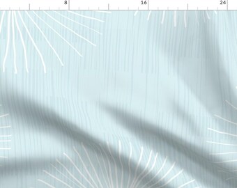 Dandelion Fabric - Dandelions In Pastel Blue By Friztin - Dandelion Floral Aqua White Modern Home Cotton Fabric By The Yard With Spoonflower