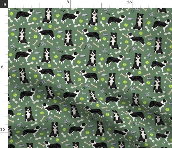 Border Collie Fabric Border Collie Toys Tennis Balls Green by Petfriendly Border  Collie Dog Cotton Fabric by the Yard With Spoonflower 