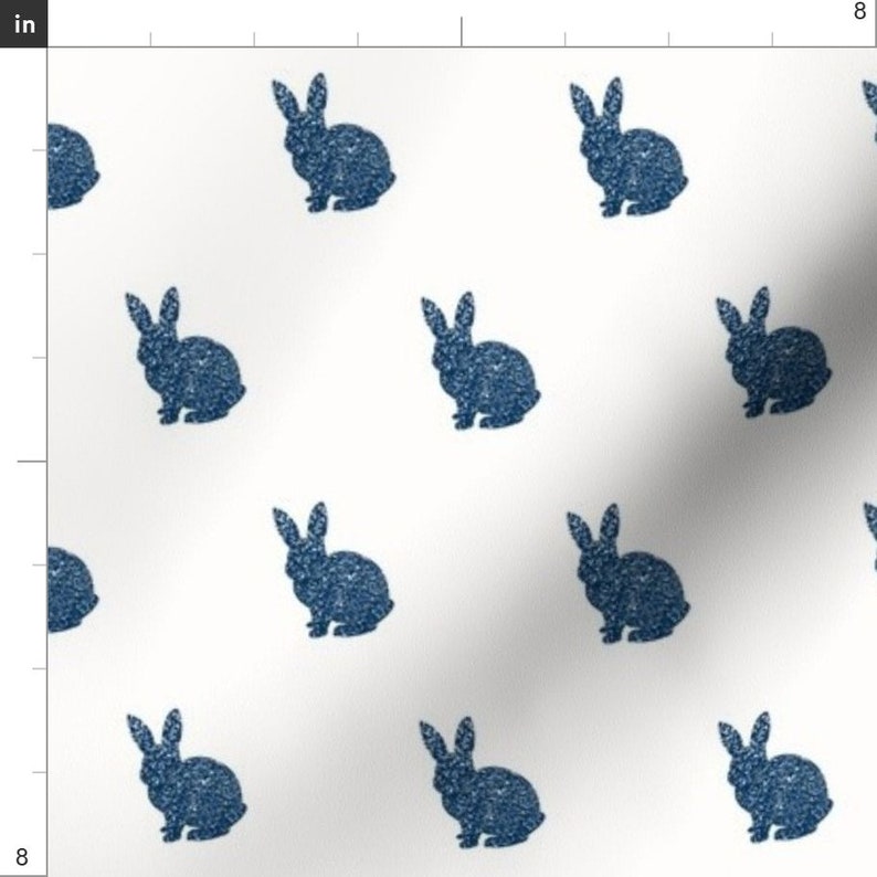 Rabbit Fabric Navy Blue Bunnies by Mint Peony Bunny Rabbit - Etsy España