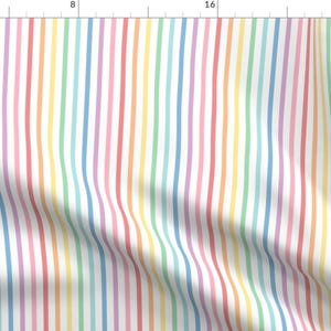 Multicolor Stripe Fabric - Pastel Rainbow Stripes 1 Vertical Xl By Misstiina - Vertical Striking Cotton Fabric By The Yard With Spoonflower
