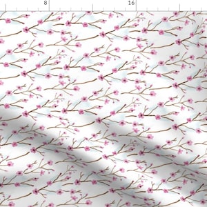 Cherry Blossom Fabric - Cherry Blossom Japanese Asian Clouds Watercolor By Misschiffdesigns - Cotton Fabric by the Yard with Spoonflower