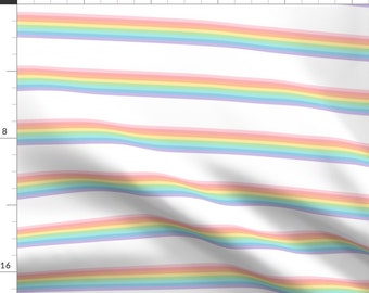 Vintage Fabric - Vintage Rainbow Stripes 2 Pastel By Misstiina - Vintage Rainbow Stripes Pastel Cotton Fabric By The Yard With Spoonflower