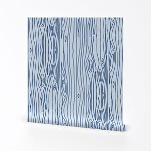 Holz Tapeten - Wonky Wood - Blues By Jesseesuem - Blaue Woodgrain Individuell bedruckte entfernbare selbstklebende Tapetenrolle von Spoonflower