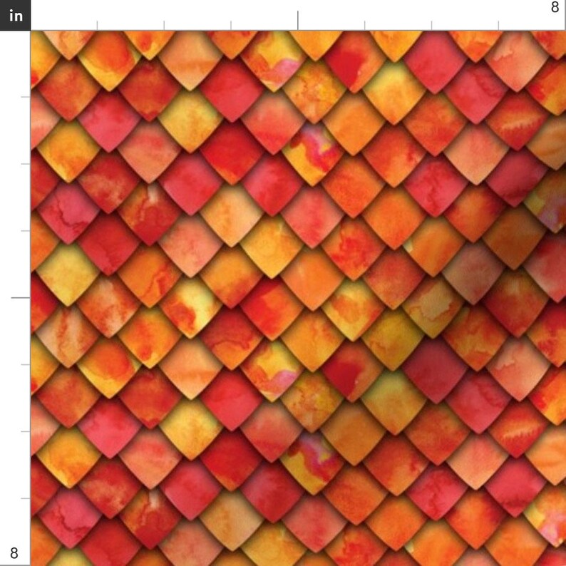 Scale Fabric Dragon Scales fire by Littlearrowdesign Etsy