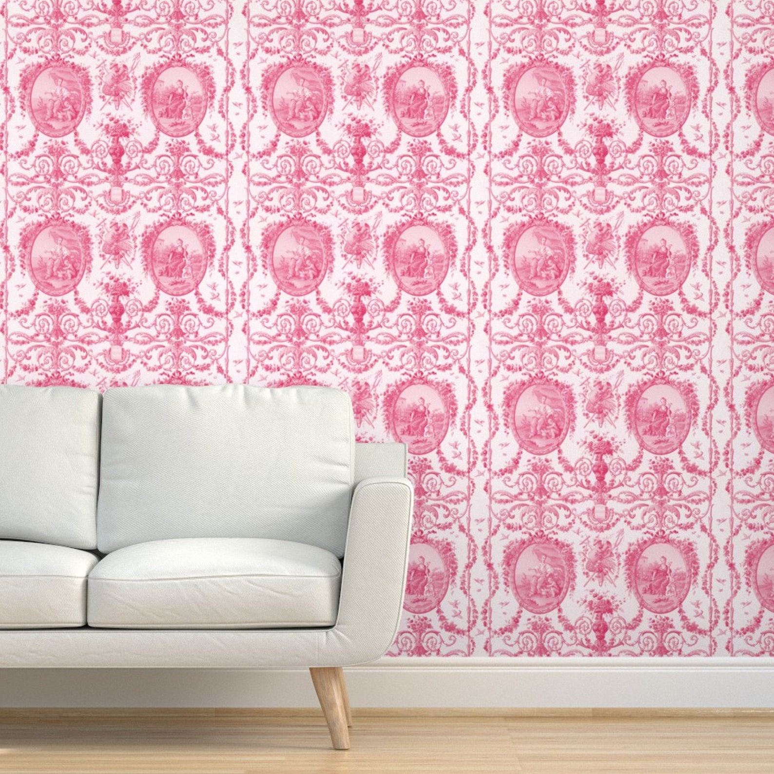Rococo Wallpaper Pink Dawn Rococo Harvest by - Etsy